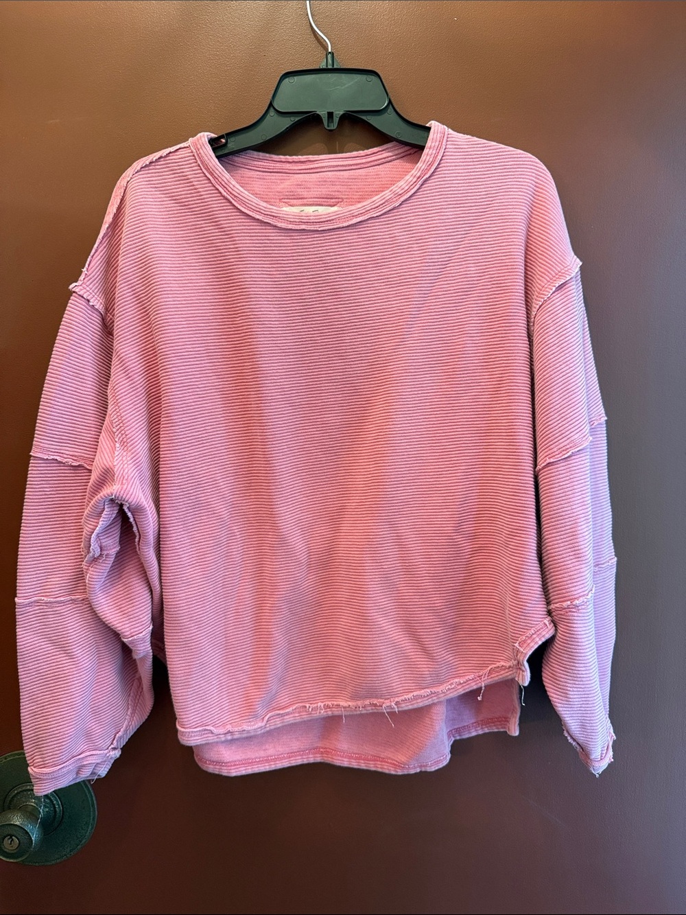 We The Free Relaxed Pink Ribbed Sweatshirt